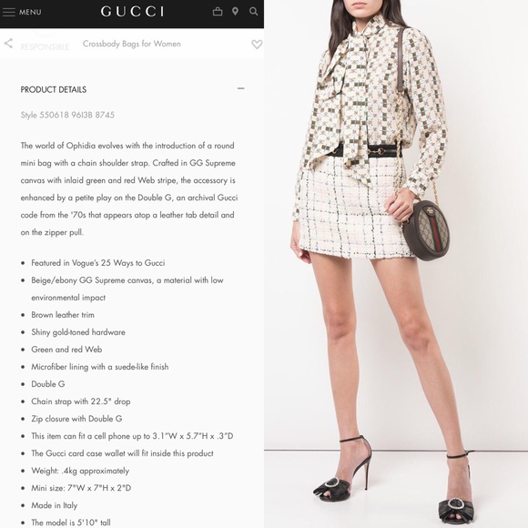 100% Authentic Gucci Ophidia mini GG round bag - Picture 8 of 15